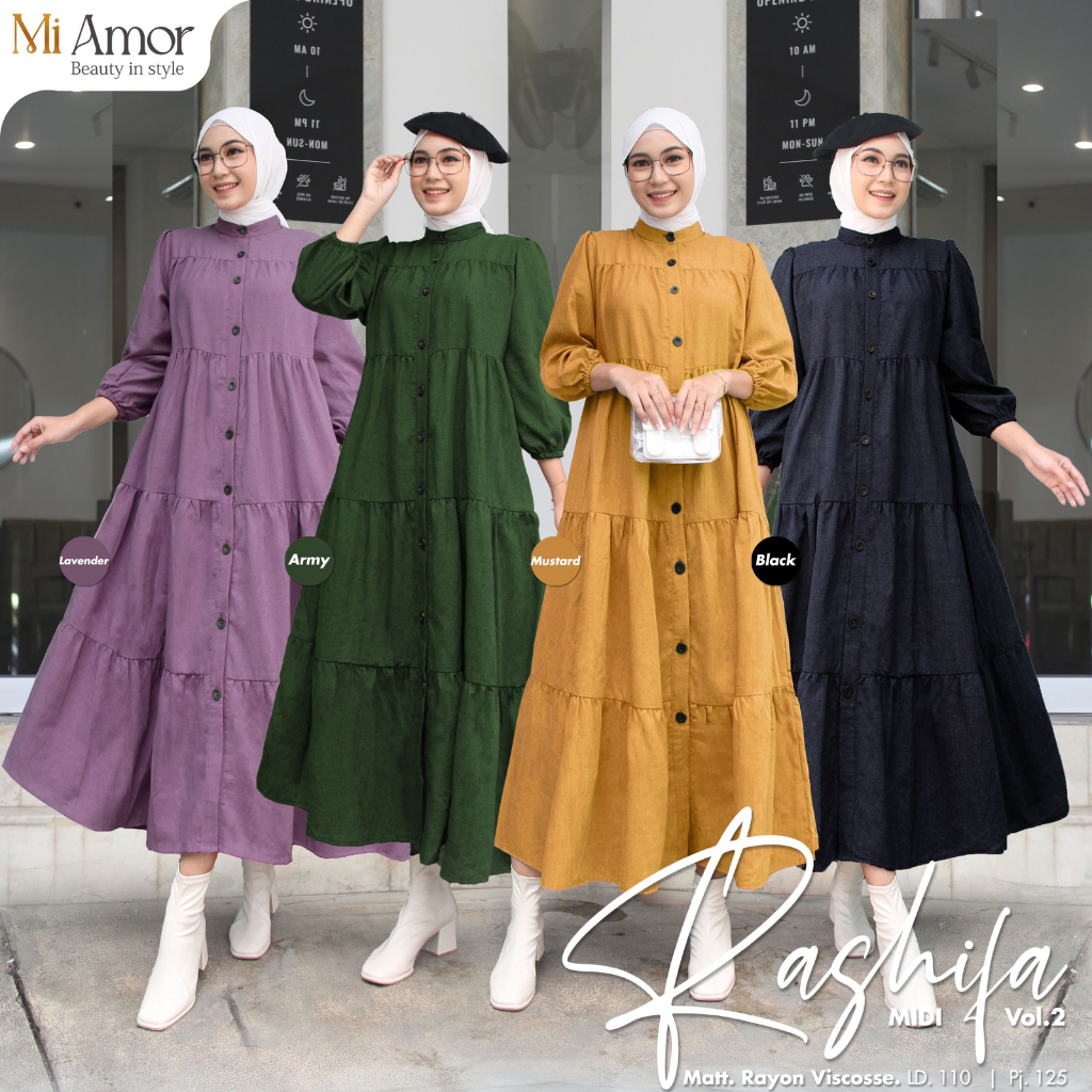 Rashifa Midi Dress Gamis Muslim Original Produk By Mi Amor