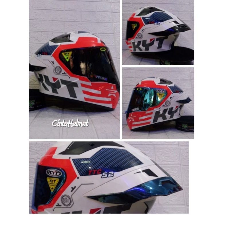 KYT TT-COURSE FUSELAGE WHITE RED PAKET GANTENG