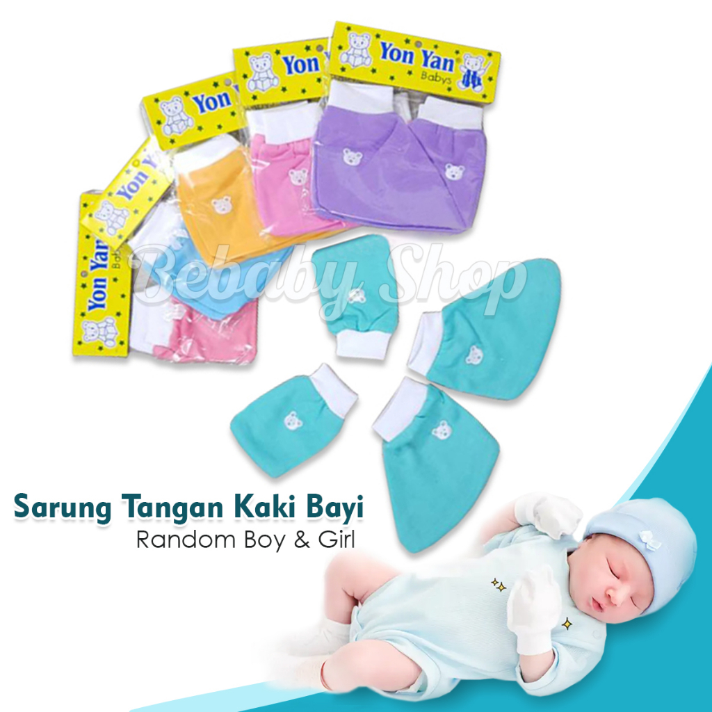 Sarung Tangan Kaki Bayi Yonyan Polos 1 Set Termurah