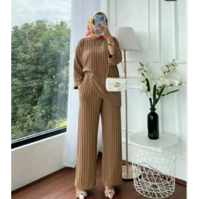 SET KNIT IMPORT TERBARU / SETELAN WANITA LENGAN PANJANG / One set kekinian