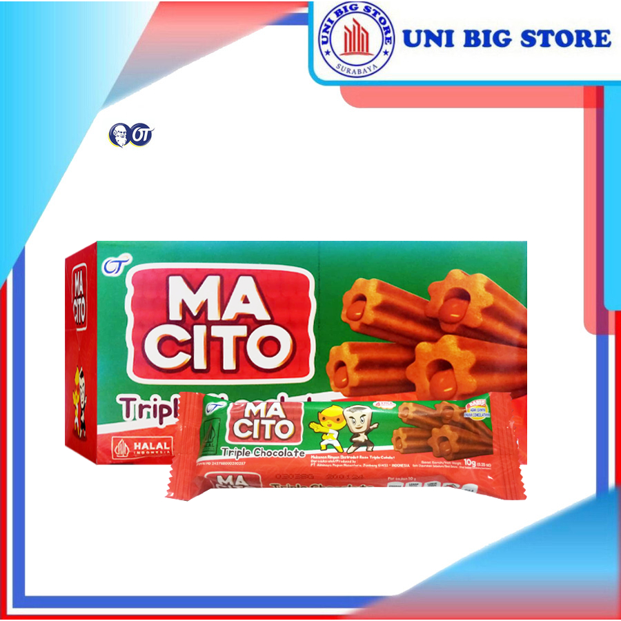 Macito Stick Roll Triple Chocolate Coklat 10 pcs x 11 gr BOX