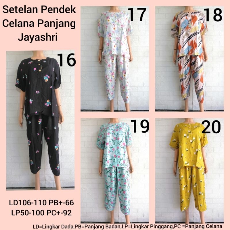 SETELAN PENDEK CELANA PANJANG JAYASHRI LD +-110 RAYON PREMIUM ADEM BUSUI FRIENDLY