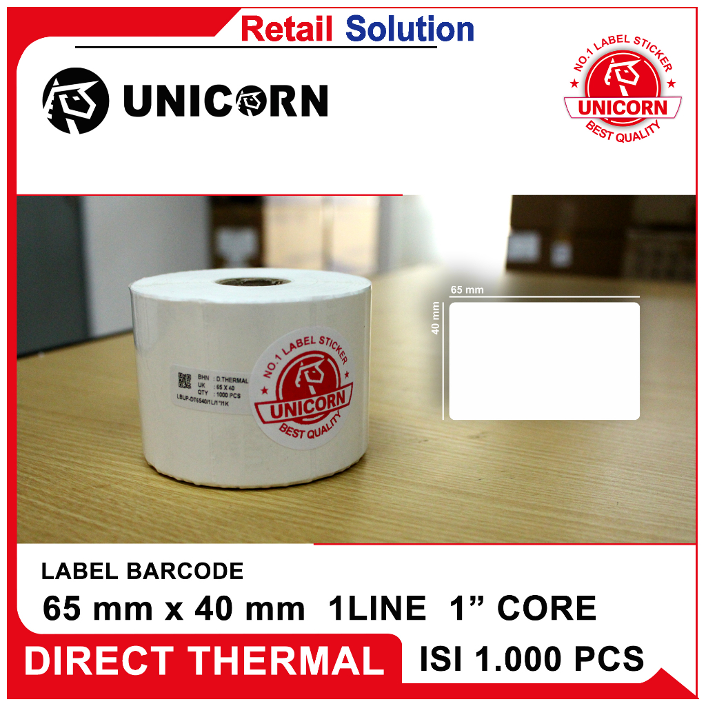 Stiker Label Barcode Thermal 65x40mm / 65x40 mm / 65 x 40 mm isi 1000