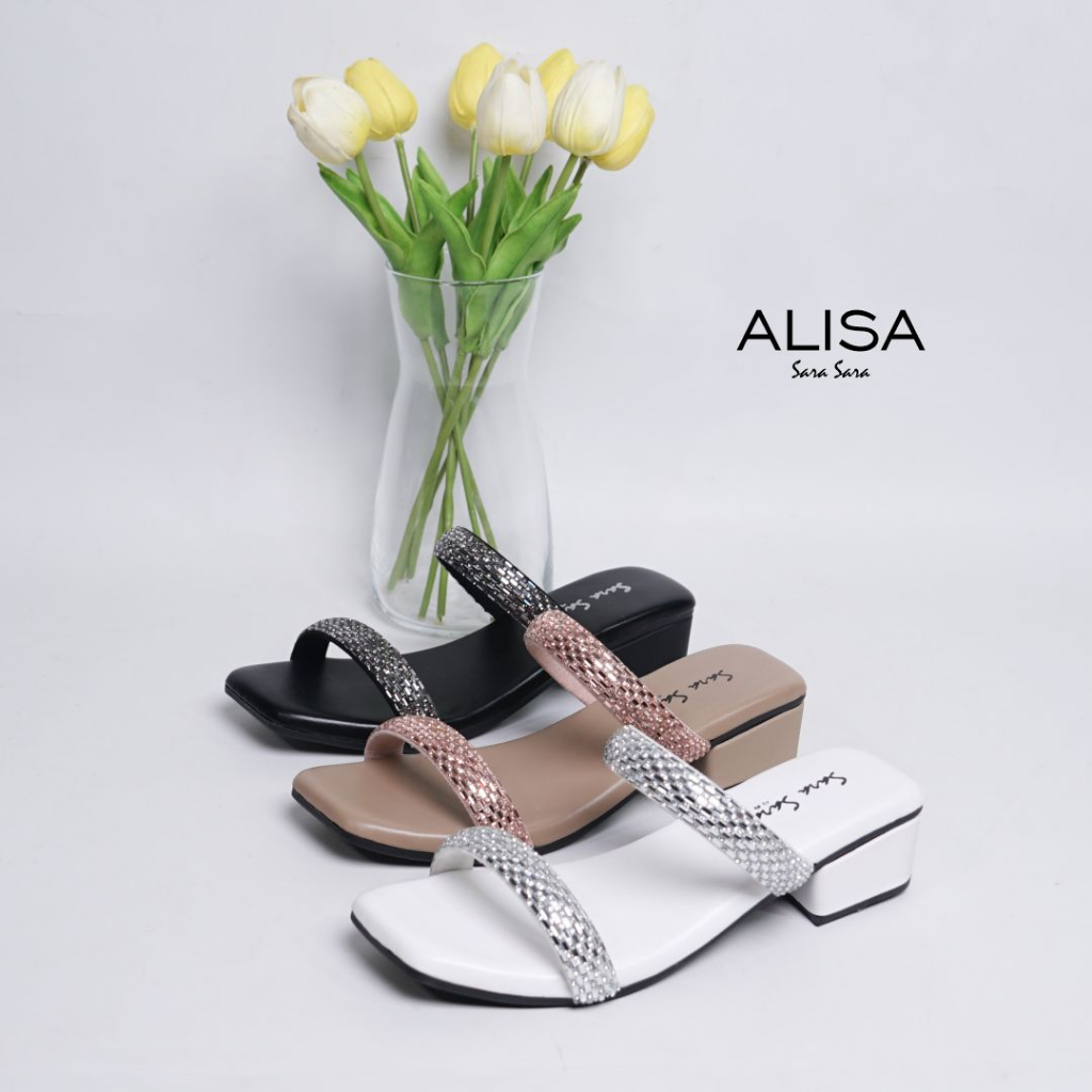 Sara sara Alisa Sandal Wanita hak tahu 3cm Tampil Modis Elegan