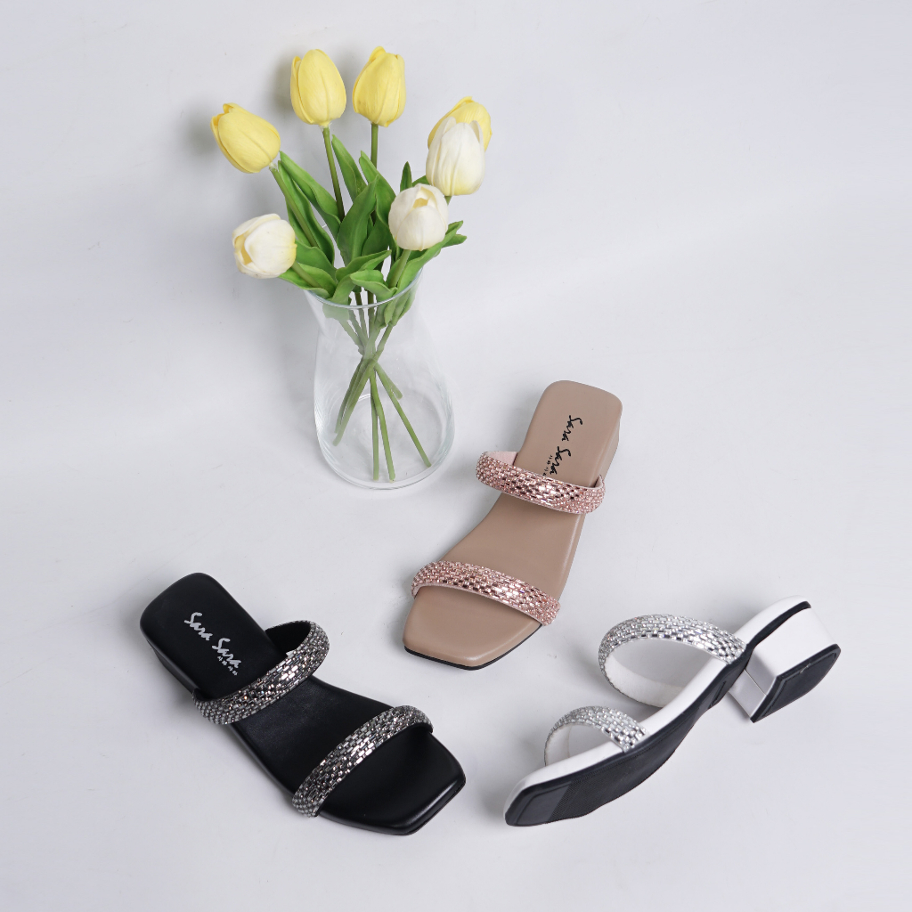 Sara sara Alisa Sandal Wanita hak tahu 3cm Tampil Modis Elegan