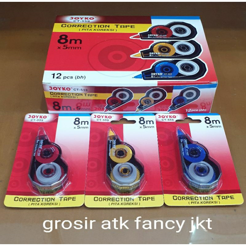 

CT 559 Tipex Kertas Correction Tape Pita Koreksi Penghapus Joyko CT-559 ( 8 meter x 5 mm )