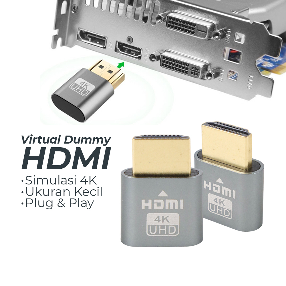 Plug HDMI Virtual Dummy Port Adapter Mining 1.4 DDC EDID 4K UHD - DZ025 - Gray