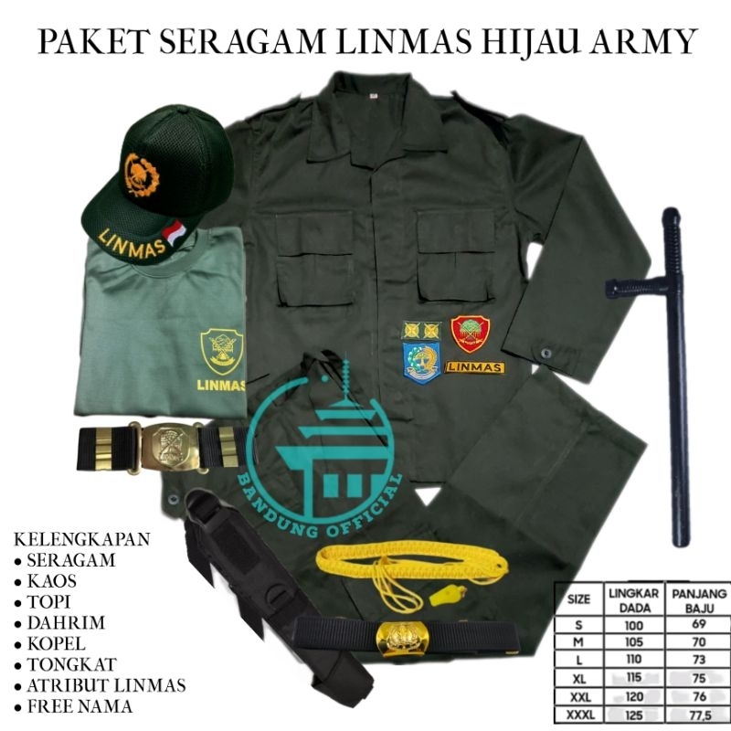 SERAGAM LINMAS. PAKAIAN LINMAS. SERAGAM HANSIP TERBARU .LINMAS HIJAU ARMY ,STELAN LINMAS.PAKETAN LINMAS.SERAGAM LINMAS TERBARURU