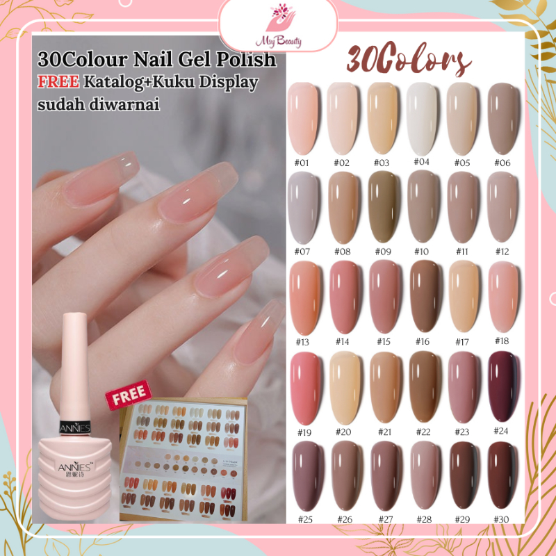 MSY Paket Nail Gel Polish Ice Tea/ 30Colour Free Katalog+Kuku Display sudah diwarnai/ Kutek Gel Polish UV Led Jelly colour