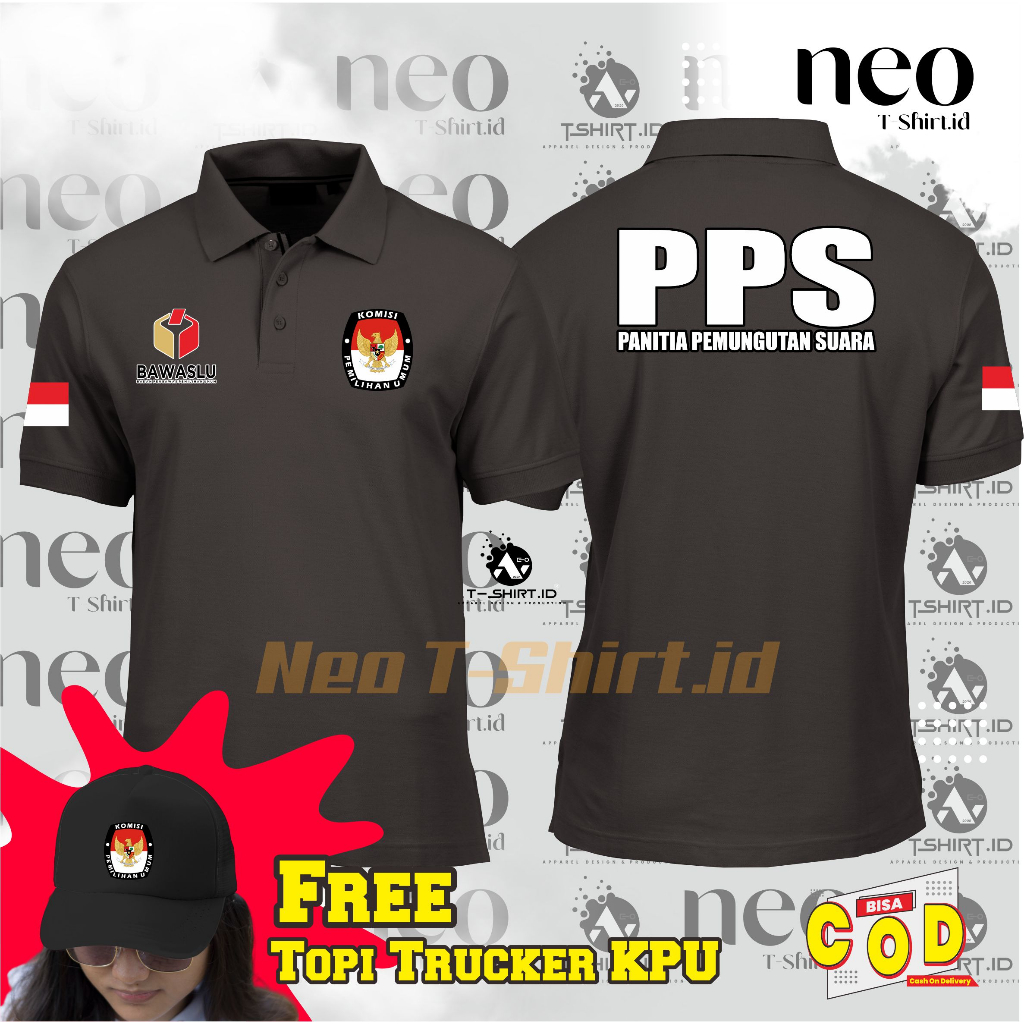 Kaos PPS | Panitia Pemungutan Suara | Polo Tshirt | Free Topi Trucker