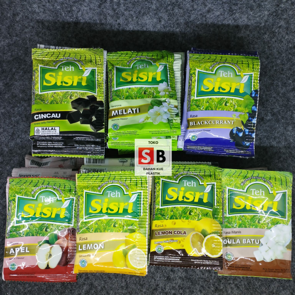 

TEH SISRI VARIAN RASA RENCENG ISI 10 SACHET 8 GR MINUMAN SERBUK MELATI / GULA BATU / APEL / MANGGA / CINCAU / BLACKCURRANT