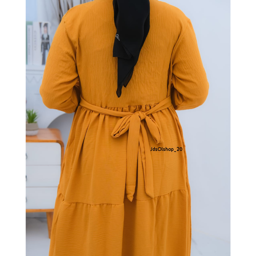 Rempel Susun Tali Bahan Crinkle Airflow / Busana Muslimah Terbaru / Gamis Wanita Terbaru