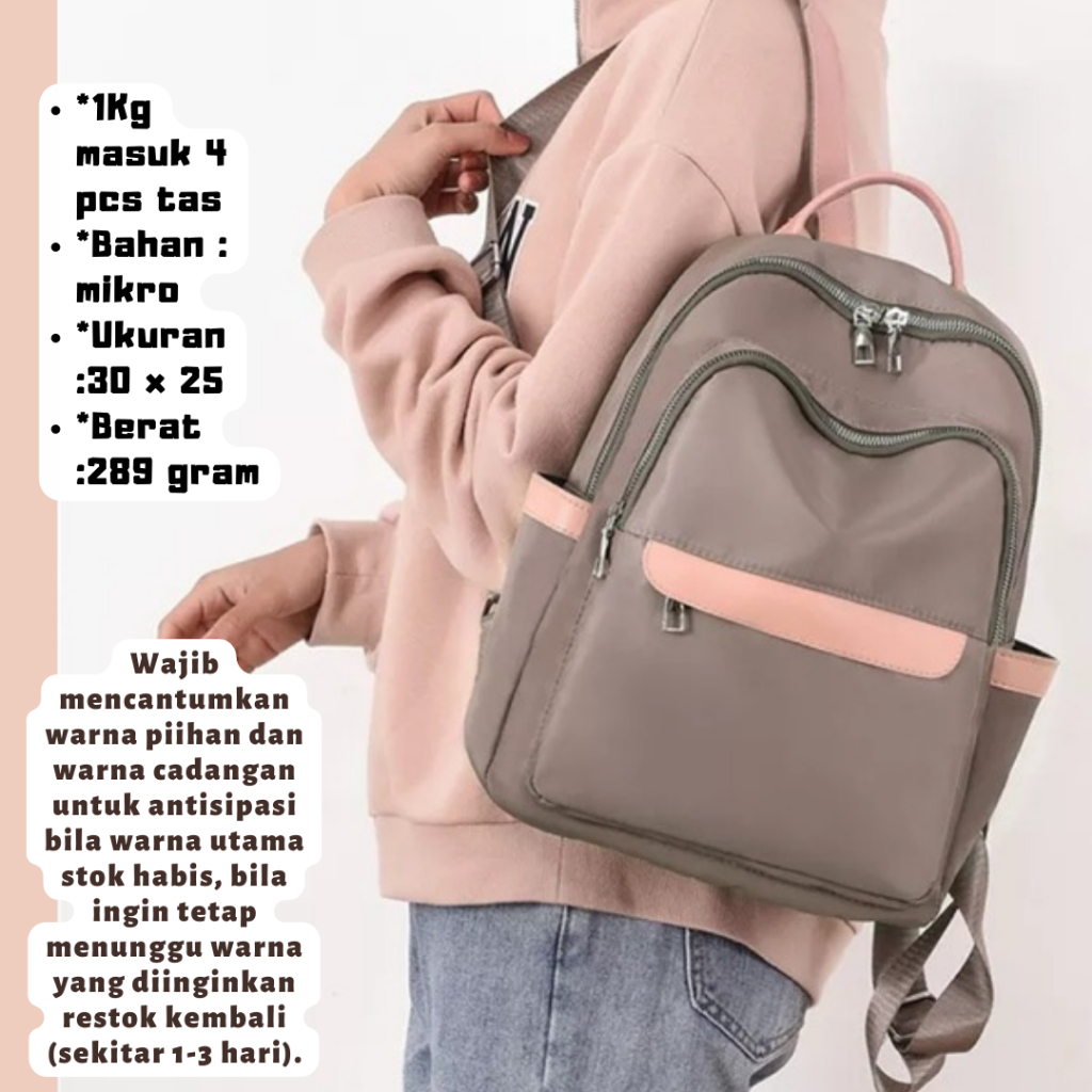 TAS RANSEL BACKPACK GENDONG BELAKANG WANITA CEWEK KANVAS IMPORT KOREA MURAH MULTIFUNGSI KEIKO
