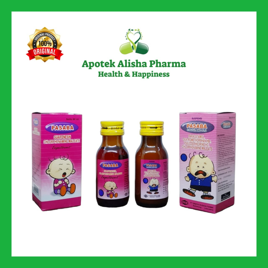 Pasaba Ekspektoran Sirup / Pasaba Cough And Flu Syrup 60ml - Pasaba Baby Cough Obat Flu/Pilek/Batuk Berdahak/Alergi/Panas/Demam Anak