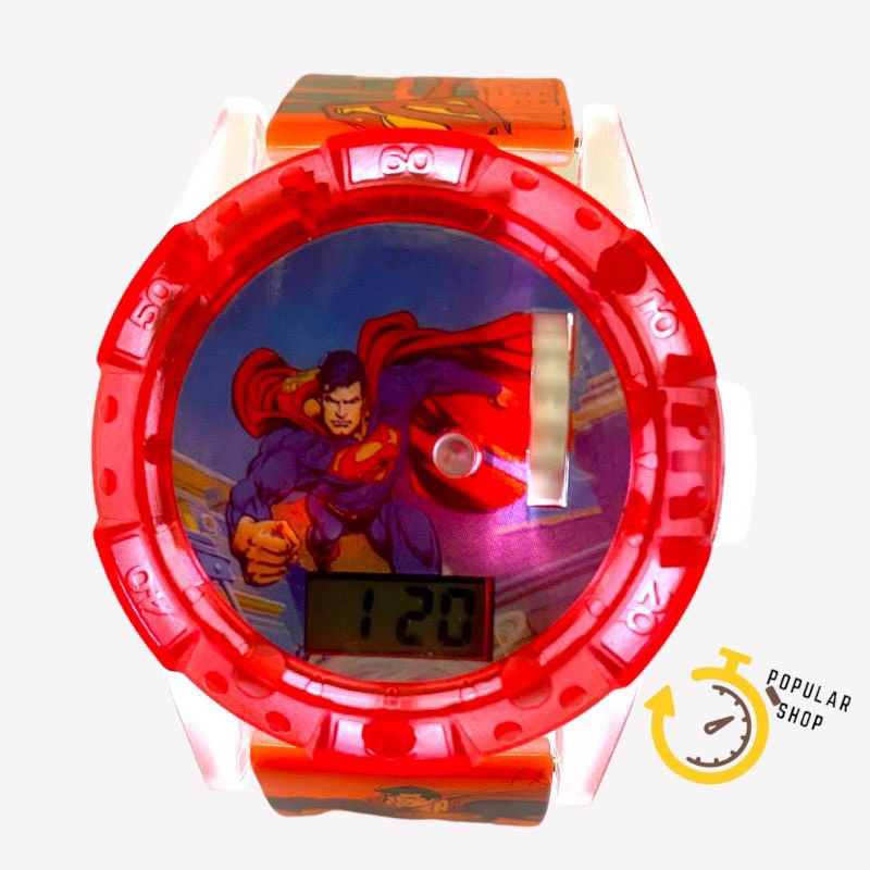 (Grosir)Jam Tangan Anak-Anak Laser Superman Led Musik Digital Strap Rubber/ Karet(Dikirim Jakarta) Cod Best seller