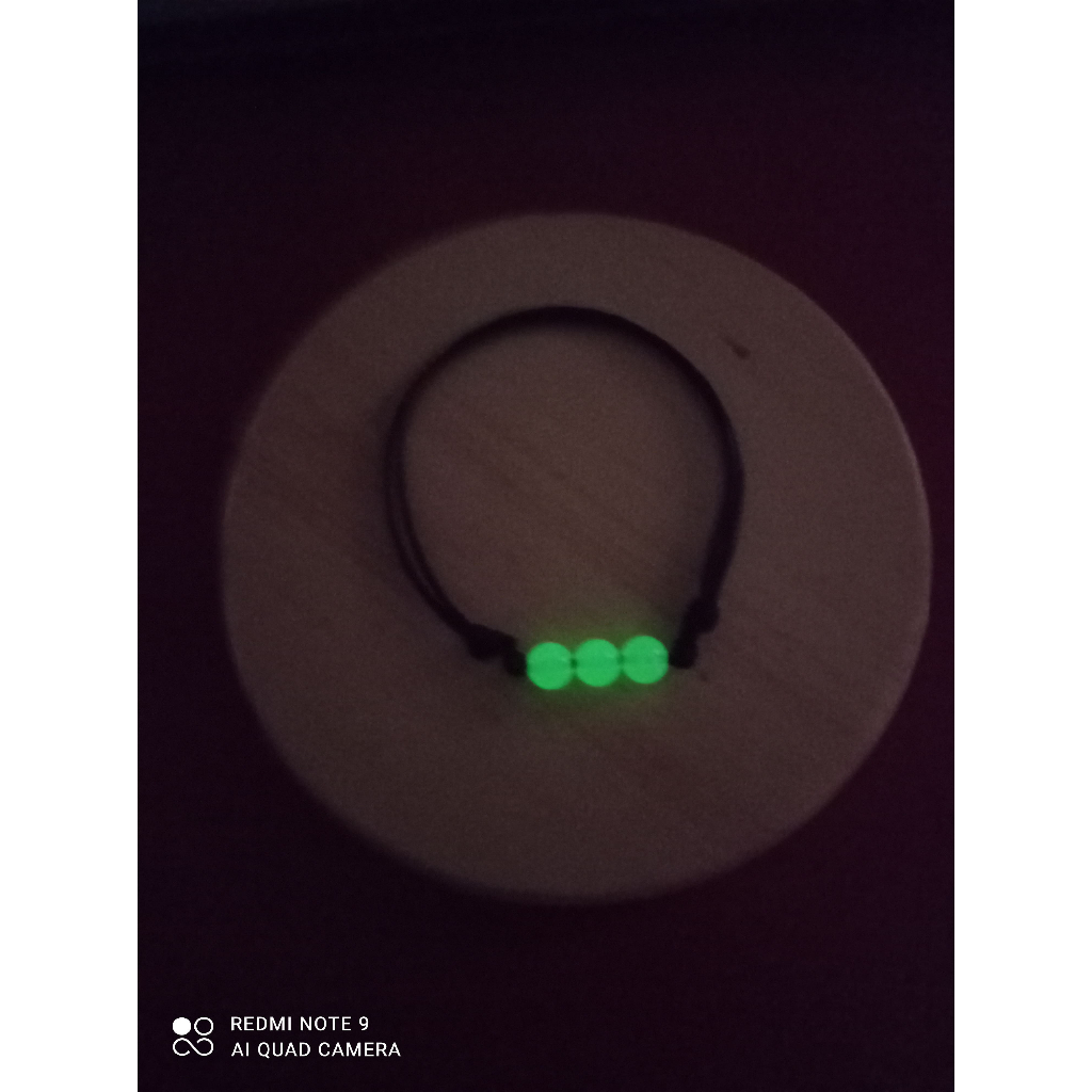 (COD) GELANG KEBERUNTUNGAN MOTE BULAT 3 PCS GLOW IN THE DARK BISA MENYALA SAAT GELAP