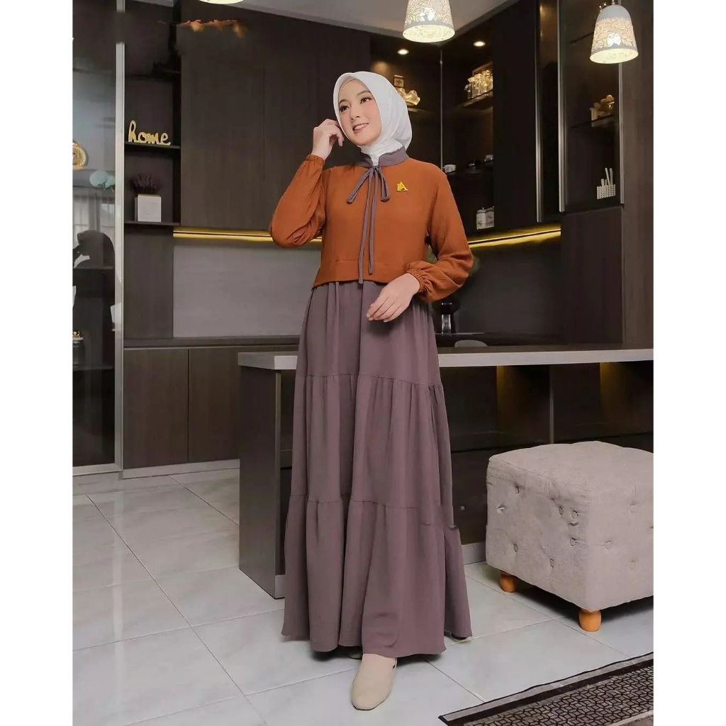 Big Sale Gamis Dress Cringkle Airflow Terbaru Nazwa Dress Maksi Fashion Wanita Muslimah Kekinian 2023 Zipper Depan / Busui Pakaian Muslim Wanita