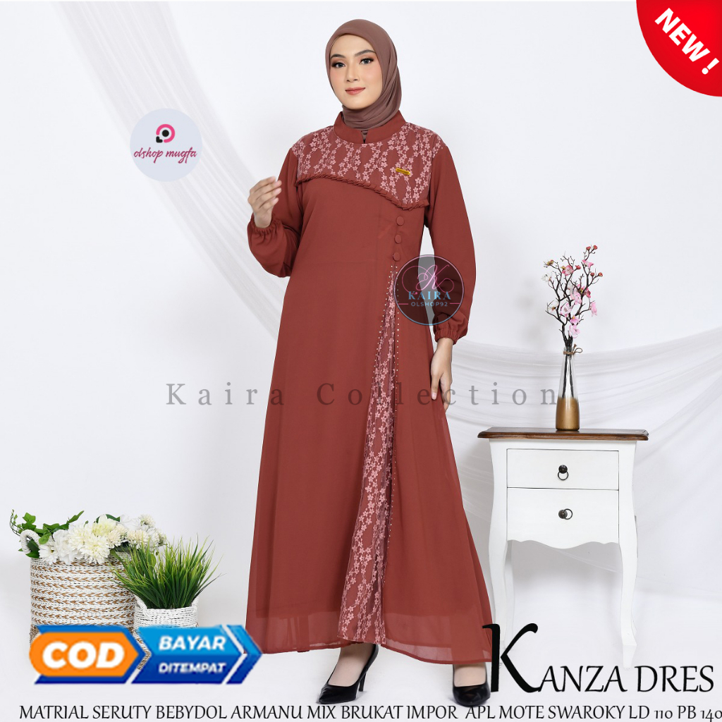 Kanzha Dress GamisCeruty Armany Mix Brukat Malika Fashion wanita Kondangan lebaran Mewah simple COD