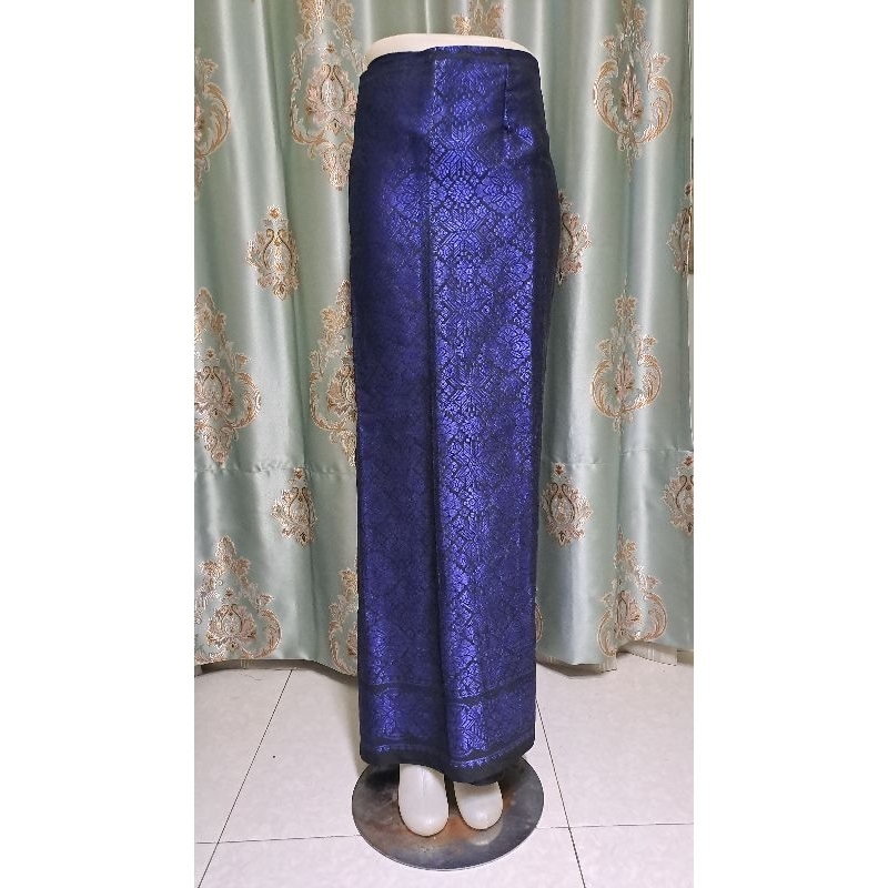 Biru navy hitam kain rok span bawahan setelan songket lilit kebaya tenun palembang modern aneka warn