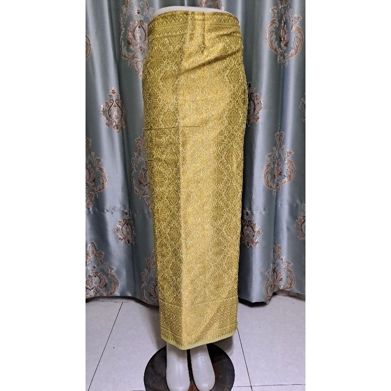kuning lemon kain rok span bawahan setelan songket lilit kebaya tenun palembang modern aneka warna m