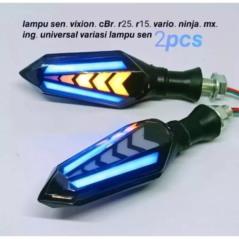 Lampu sen LED running 2 sisi 2 fungsi motor vixion cbr cb vario ninja mx r25 r15 Tiger megapro vixio