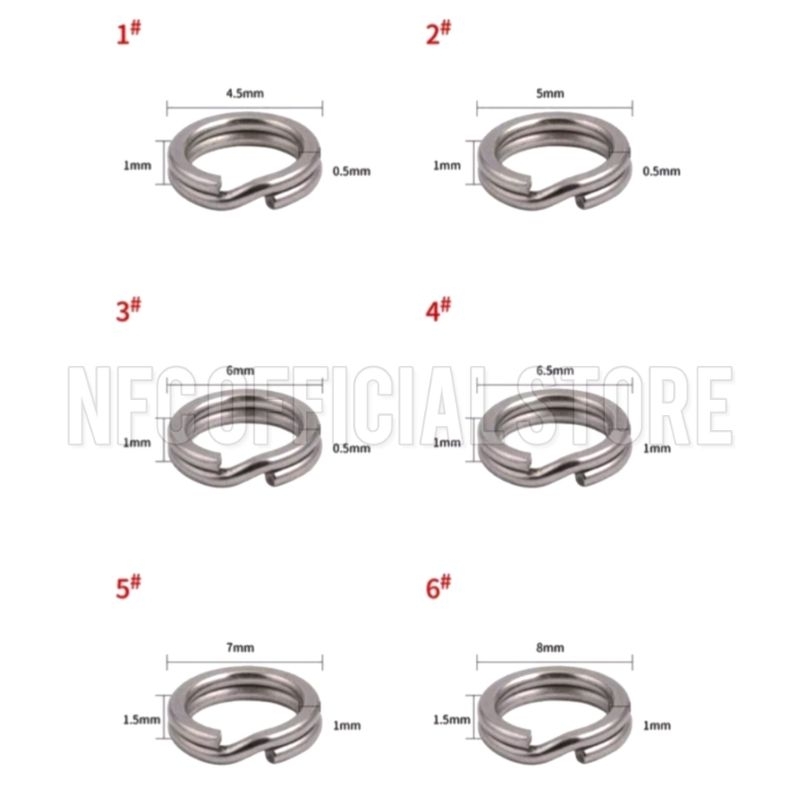 1 Pack isi 10 Pcs Ring Split Bahan Stainless Steel