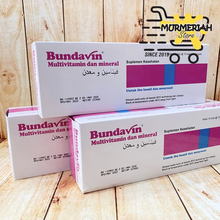 BUNDAVIN Strip 10 Tablet - Bundavin Tablet Multivitamin Ibu Hamil dan Menyusui / Bundapin Tablet / Bundafin Tablet