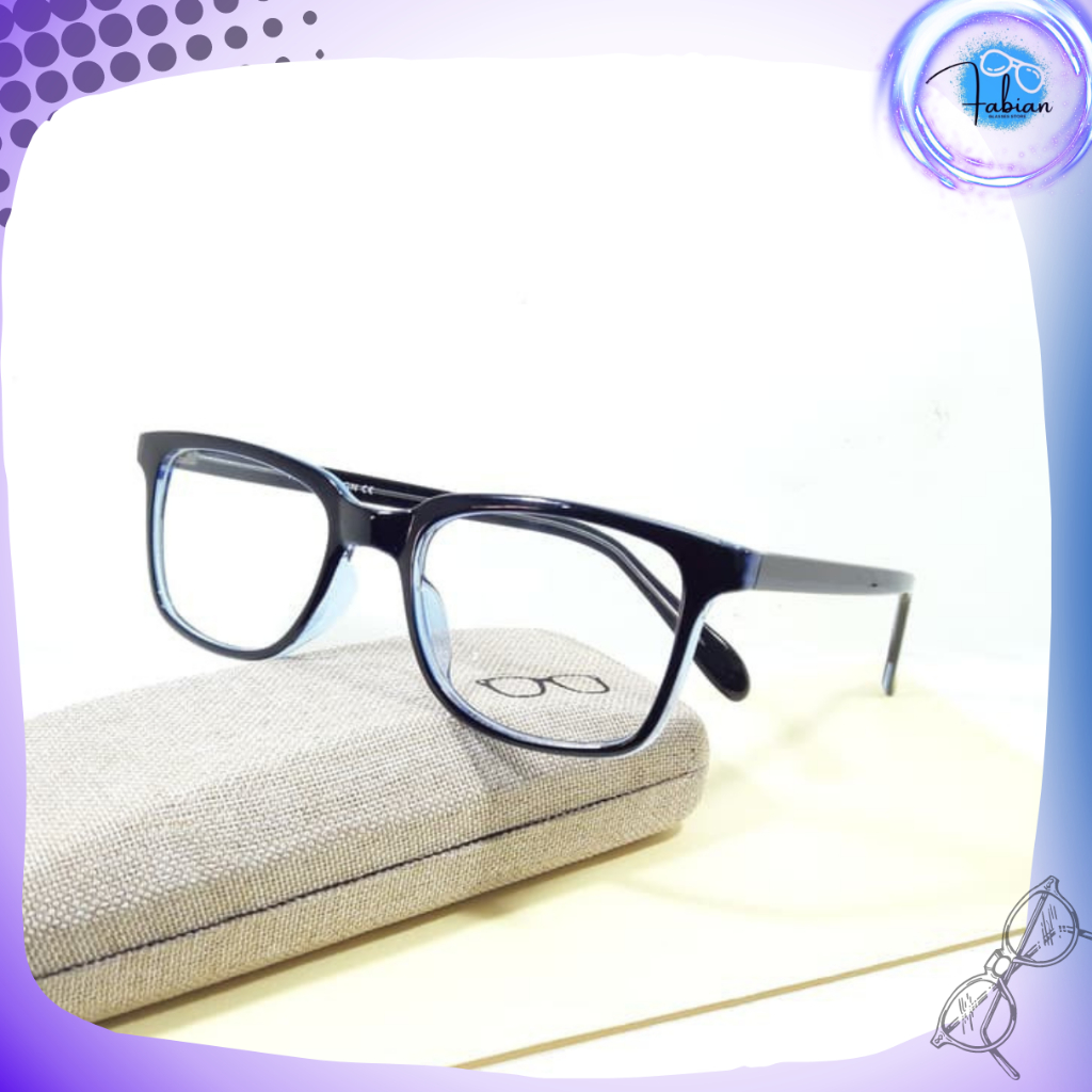 FRAME KACAMATA ANTI RADIASI VINTAGE 75045 HITAM KOMBINASI BIRU