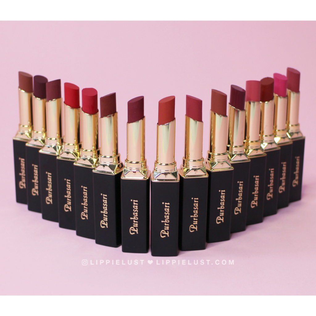 PURBASARI Lipstick Color Matte (81 Diamond, 82 Mirah, 83 Pirus, 84 Ruby, 85 Safir, 86 Topaz, 87 Zamrud, 88 Amethyst, 89 Jade, 90 Crystal, 91 Opal, 92 Rose, 93 Beryl, 94 Azotic, 95 Amber) Lipstick Matte Lipstick tahan 12jam - Ringan dan lembut di bibir