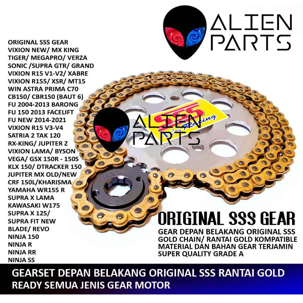 (COD) GEARSET SSS ORIGINAL GEAR SET 415 428 GIR VIXION R15 CB CBR SONIC SATRIA FU VERZA RXK RX KING 