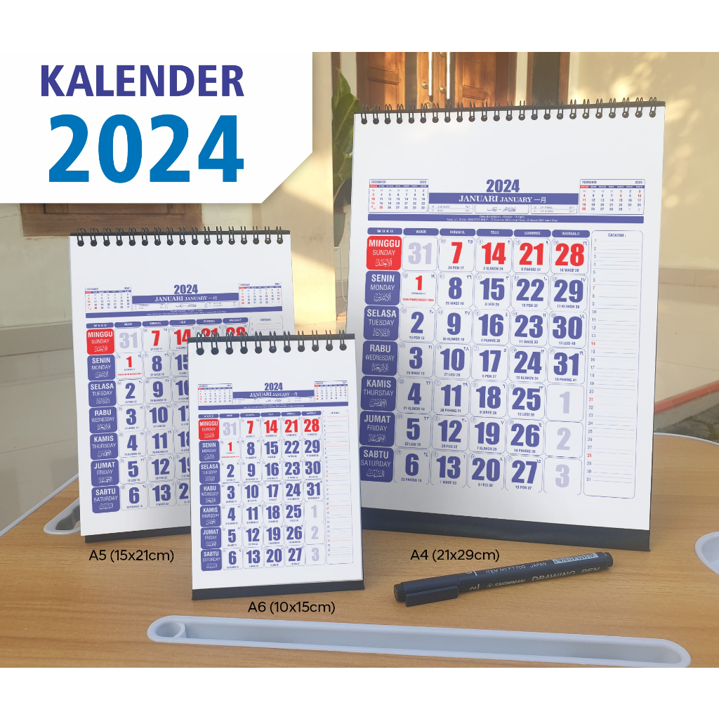 

Kalender meja 2024 dan 2025 catatan 03, ukuran A6 A5 A4, Kalender kerja 2024 dilengkapi dengan penaggalan jawa, pasaran, hijriyah, imlek pranotomongso, kalender kerja 2024, kalender 2024