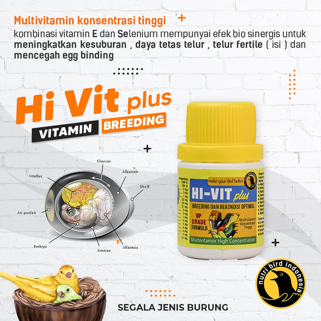 HI VIT PLUS Nutribird Multivitamin Konsentrasi Tinggi untuk breeding dan rekondisi burung secara opt