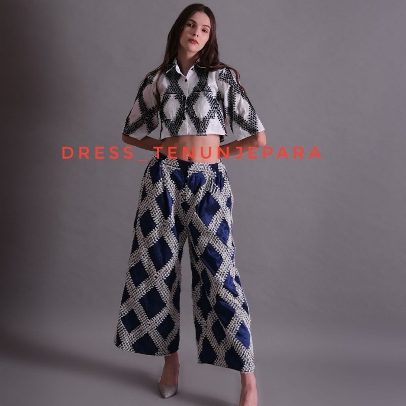 stelan blus celana bulu wanita - blus tenun - celana tenun - set tenun blus celana