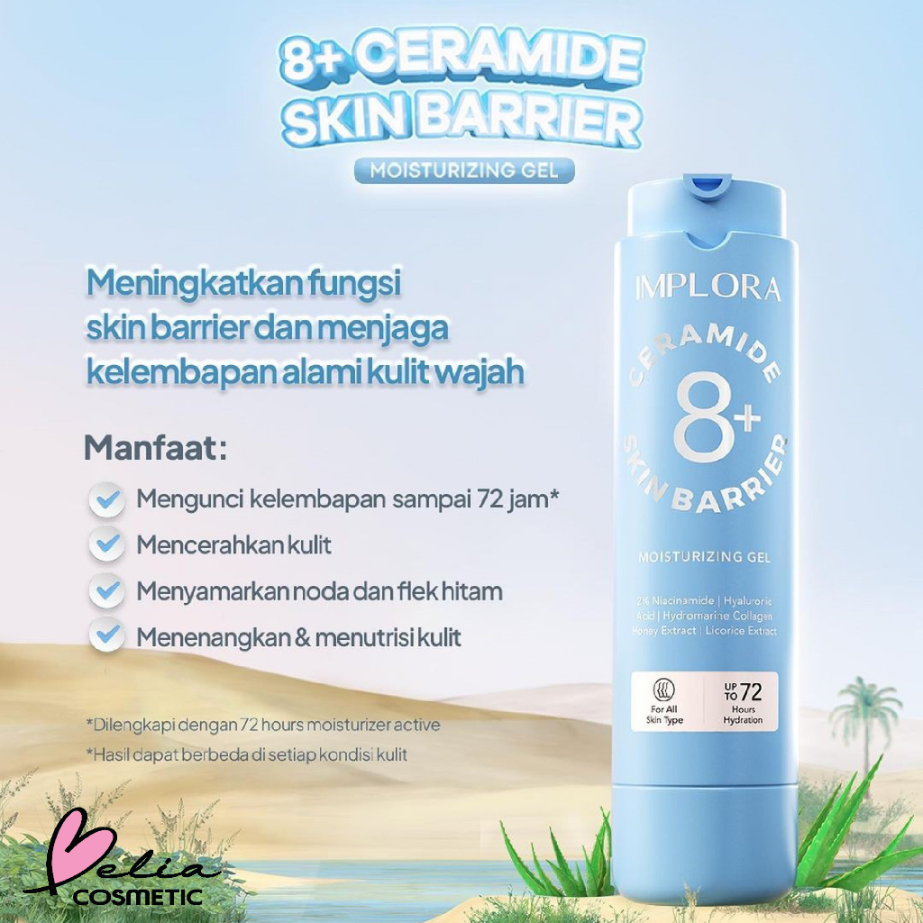 ❤ BELIA ❤ IMPLORA 8+ Ceramide Skin Barrier Moisturizing Gel 50ml Full Size | Refill | up tp 72 Hours Hydration | For All Skin Type