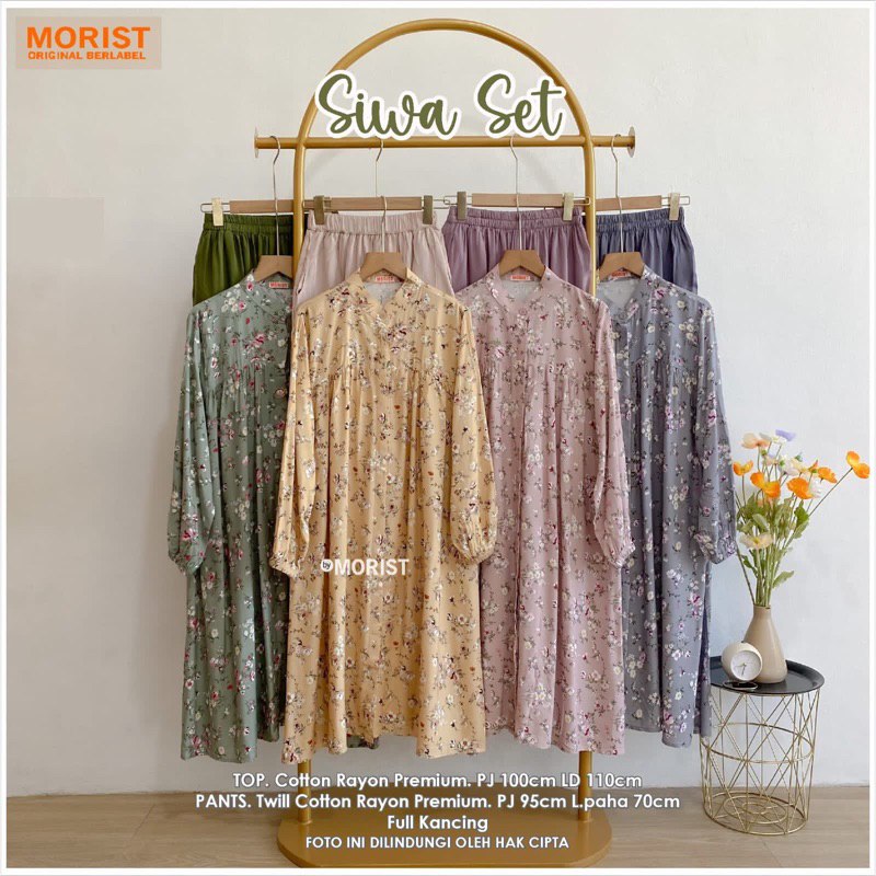 SIWA SET BY MORIST / BAJU SETELAN TUNIK MOTIF BUNGA KECIL / ONESET PREMIUM BAJU SEMI FORMAL