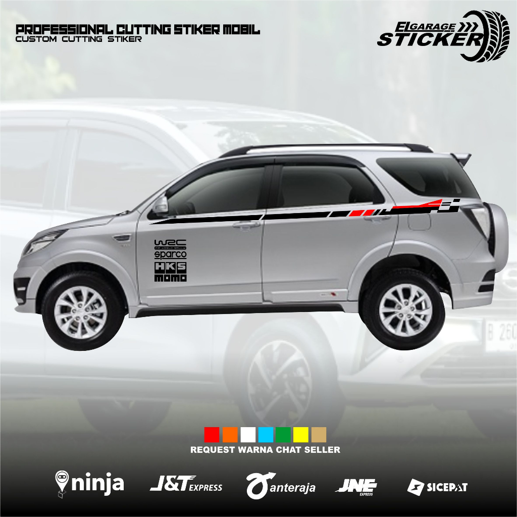 Stiker mobil rush terios cutting stiker list body samping all mobil rush terios