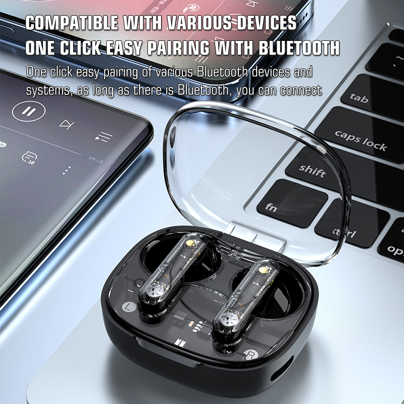 【COD】Viqoo LY80 TWS In-Ear Earphone Bluetooth 5.3 Wireless Headphone Digital Power Display Touch Control Transparent Bluetooth Headset - T95