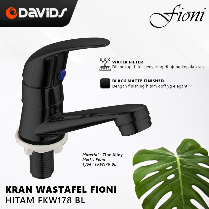 Kran Wastafel Cuci Tangan Washtafel Up Down Black Doff Fioni