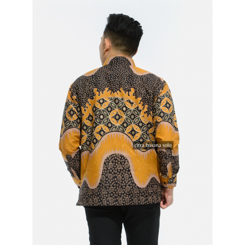 KAWUNGJAYA KUNING Kemeja Batik Pria Full Furing Bahan Katun Primisima