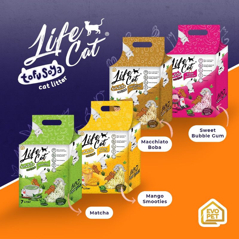 Life Cat Tofu Soya Pasir Kucing Gumpal Wangi 7 Liter aroma mango