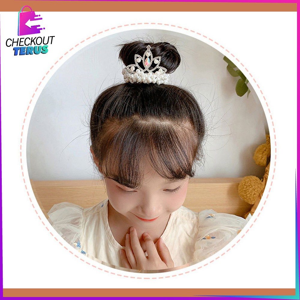 CT C879 Ikat Rambut Anak Perempuan Motif Mahkota Mutiara Korean Style Ikat Rambut Princess Lucu Girls Hair Ties Karet Rambut Mutiara Import