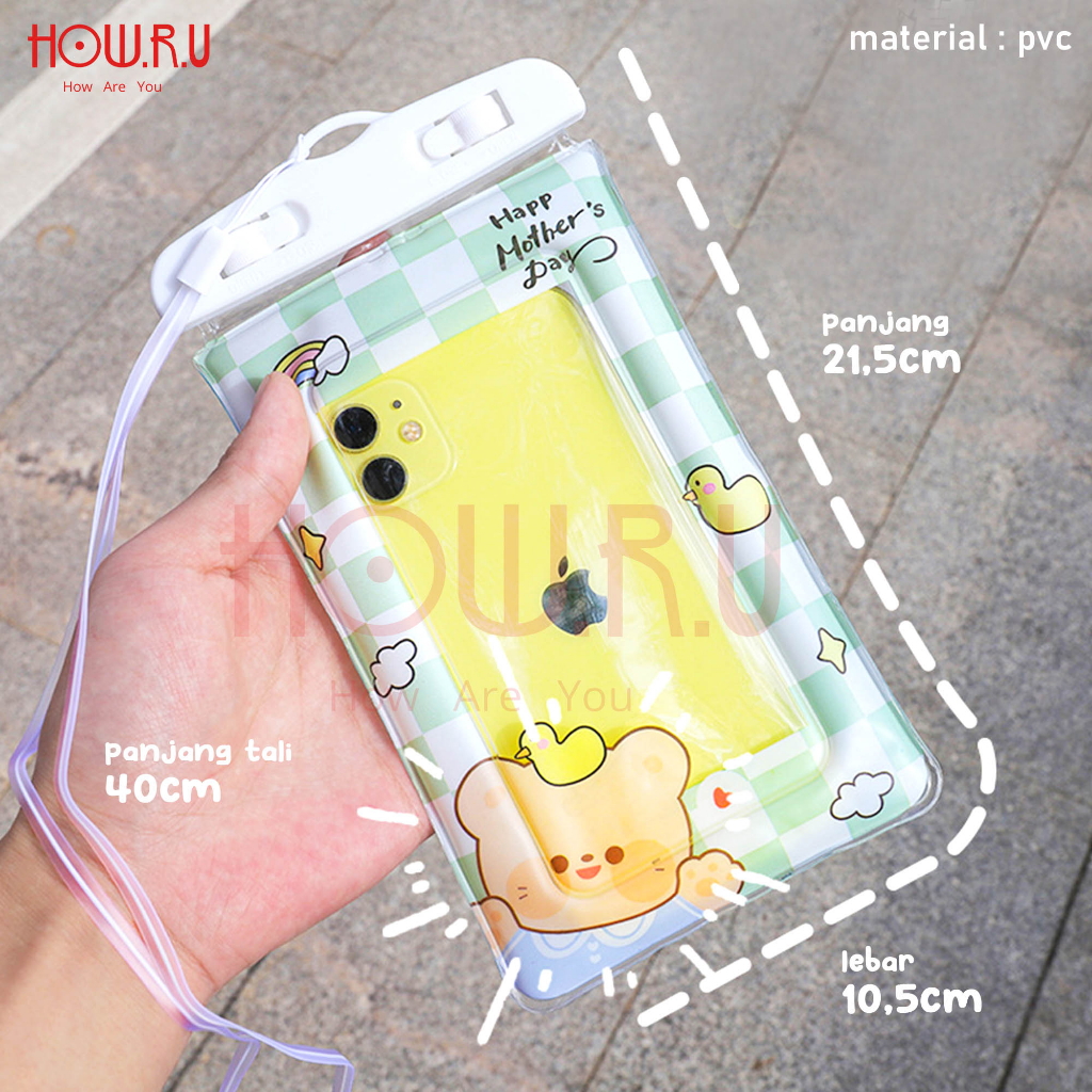 HOW.R.U | Sarung HP anti air lucu / Case pelindung handphone waterproof untuk pool