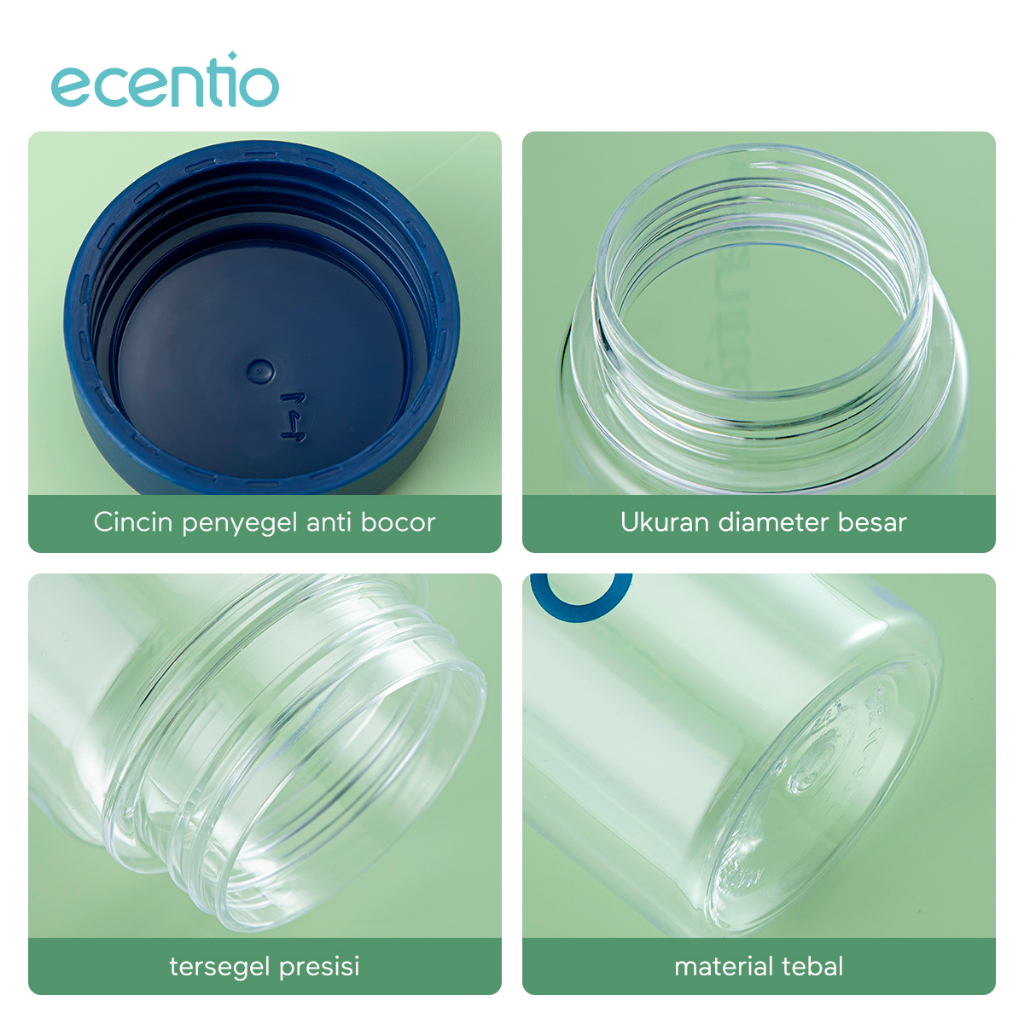 ecentio botol minum 500ml sport botol portabel  warna Biru muda tempat minum sport bening BPA free Water Bottles