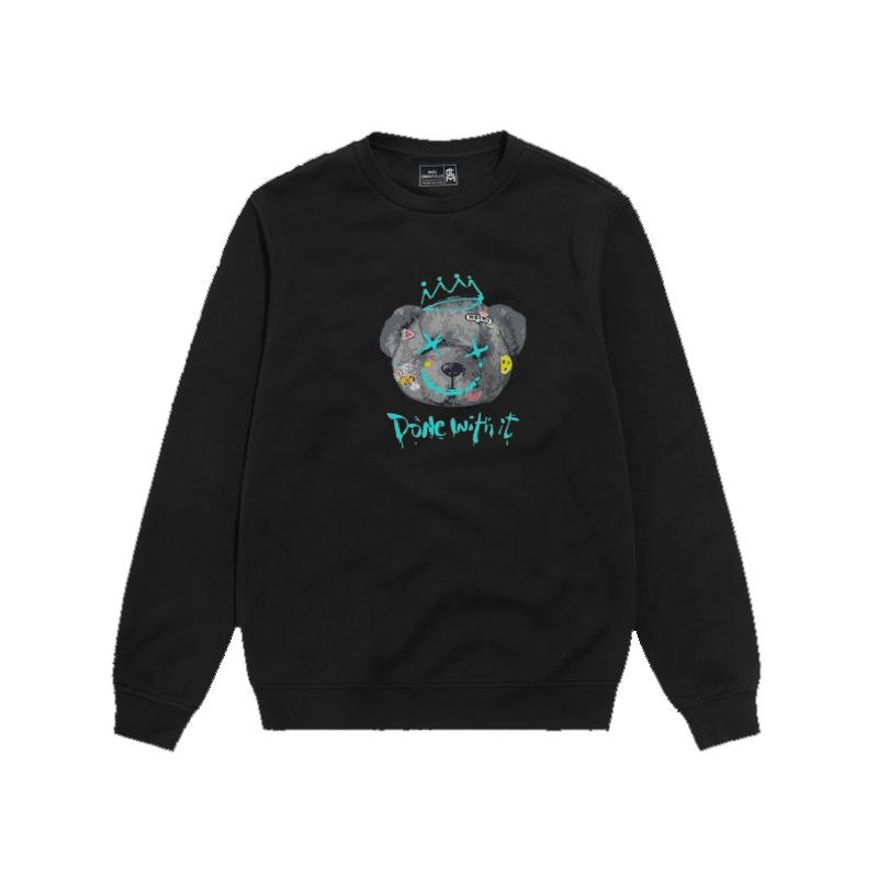 ENJOY BEAR - BLACK SWEATER CREWNECK PRIA WANITA PREMIUM