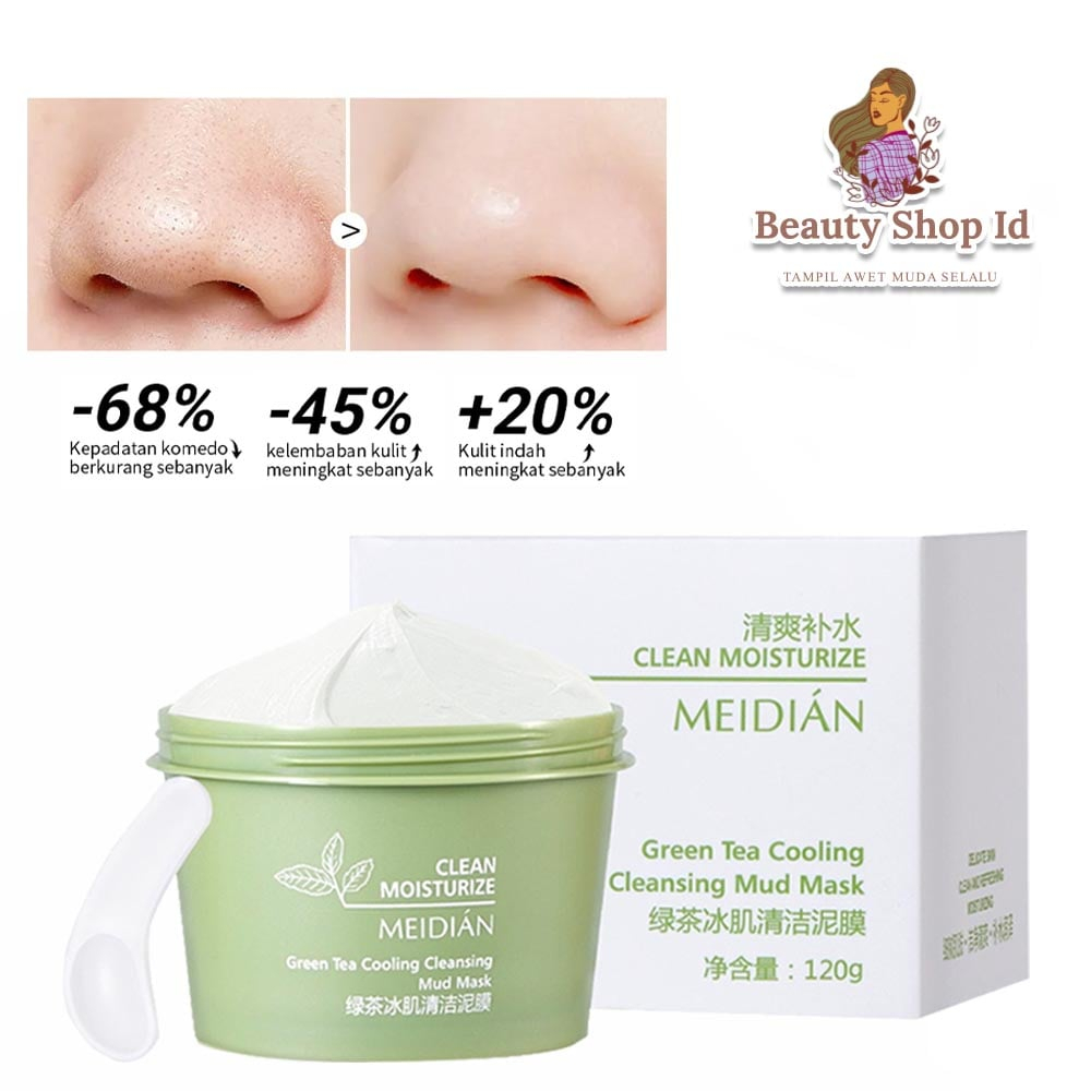 Beauty Jaya - Masker Meidian Green Tea Clay Mask Masker Wajah Green Tea Pore Clean Clay
