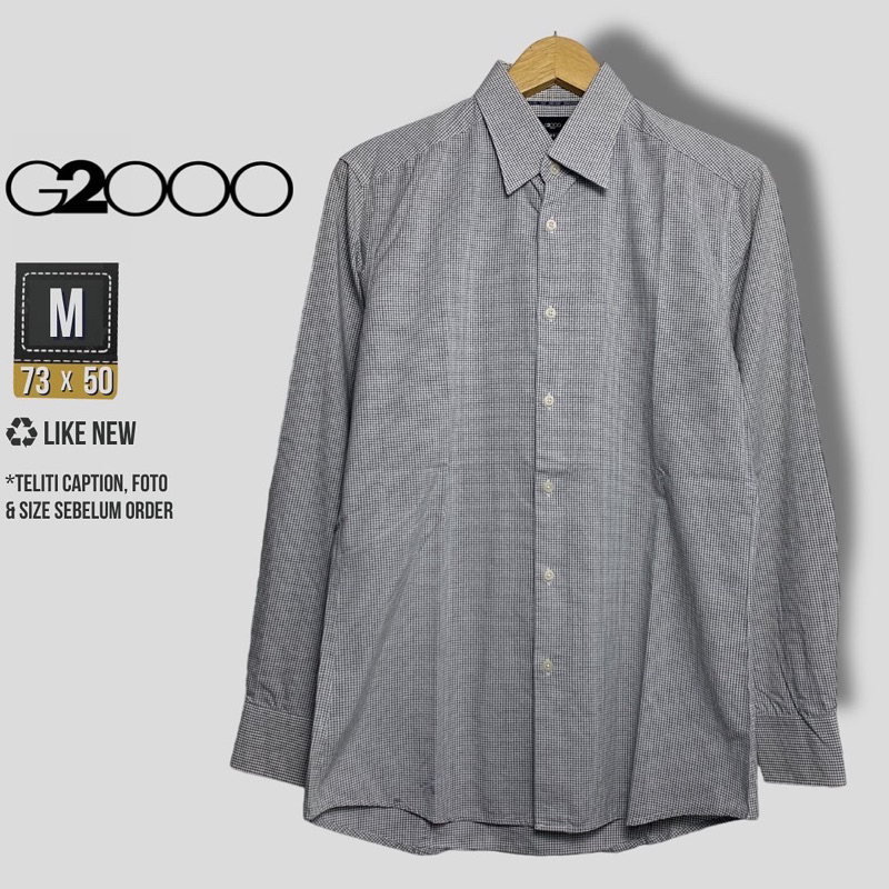 KEMEJA KOTAK PRIA G2000 PUTIH GREY SIZE M