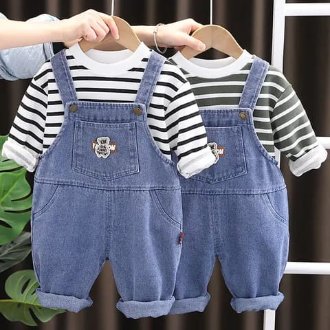 One set anak lakilaki premium usia 6 bulan - 5 tahun lucu Motif Salur Hipu impor korea