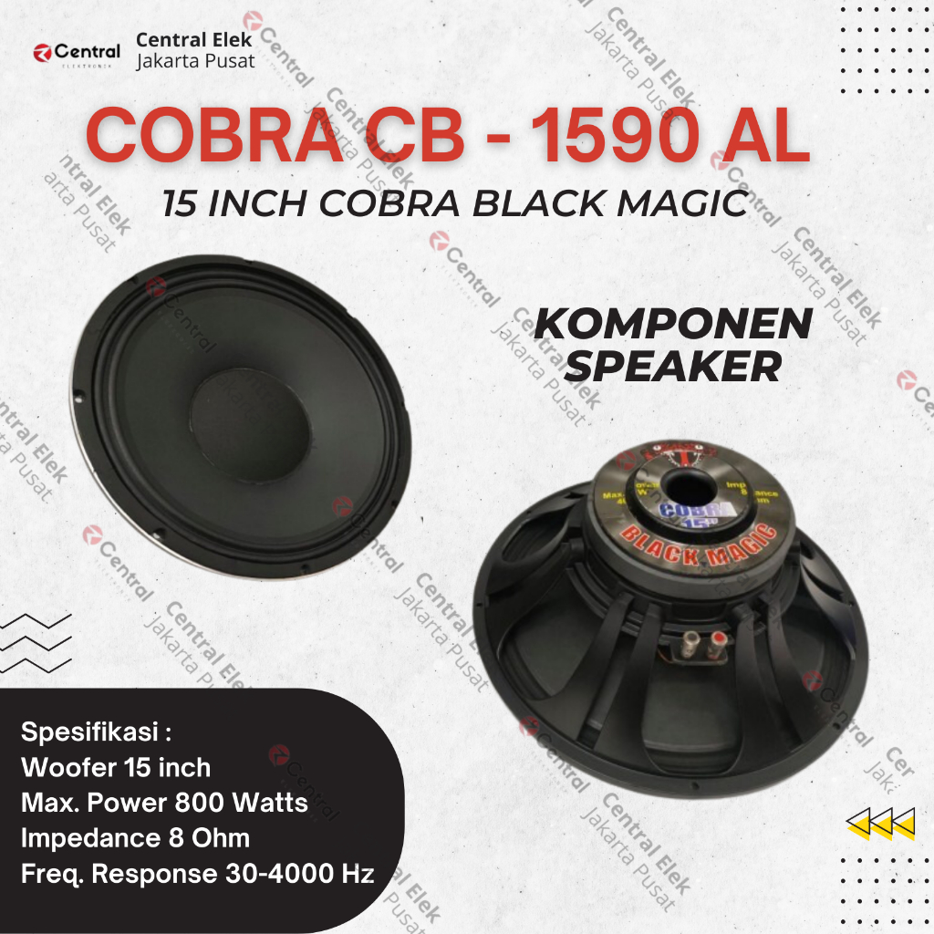 speaker woofer 15 inch cobra black magic cb - 1590 al / cb1590al / CB 1590 AL