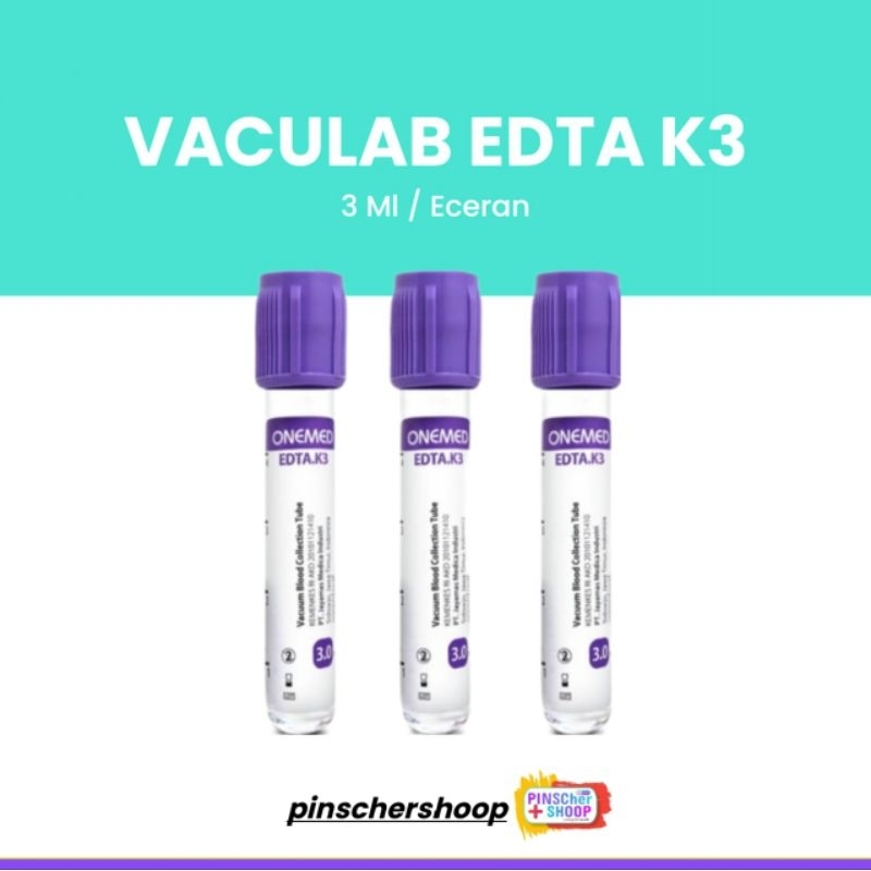 Vaculab EDTA K3 3 Ml Tabung Vacutainer Blood Colection Tube / Eceran