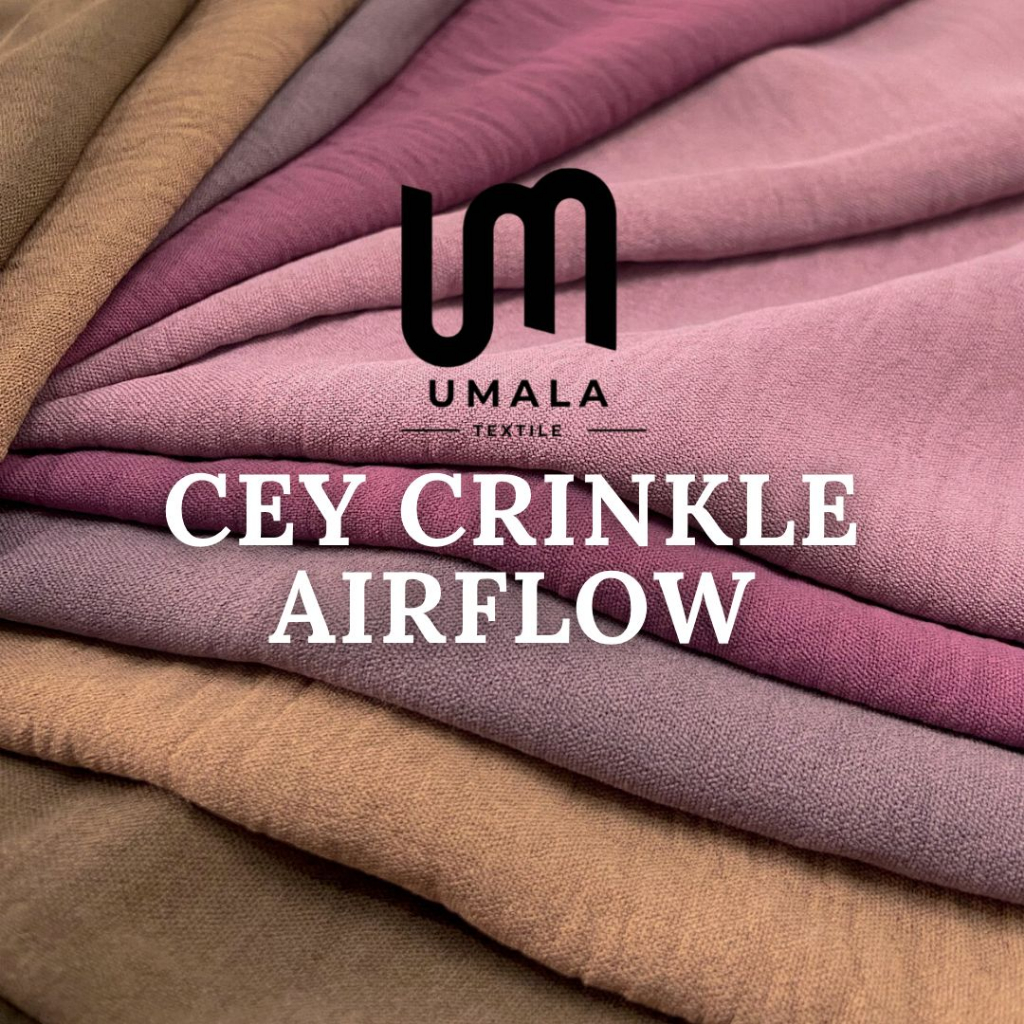 Kain Rayon Cey Crinkle Airflow 1 Roll Premium Quality - Bahan Setelan Gamis Atasan Bawahan Tunik Multi Guna